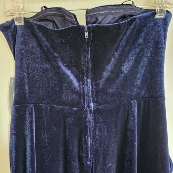 Strapless Velvet Navy Blue Jumpsuit - Picture 2 of 6